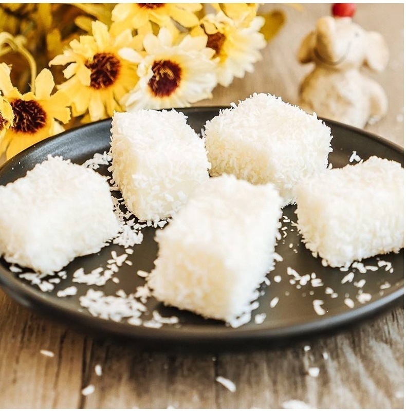 Shredded Coconut Flakes Baking Ingredient for Mooncakes Bread Mochi Daifuku Desserts and Pastry Decoration Filling 100g Pack with 25g Gelatin Sheets specifications
