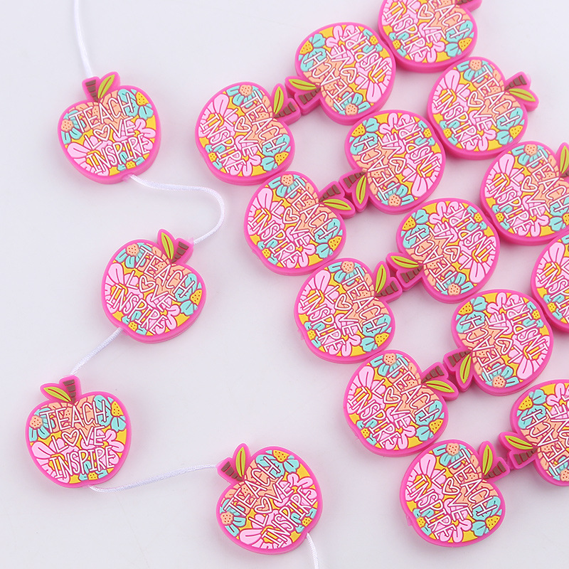 Nuevos bebés de dibujos animados manzana pequeña goma de diente DIY creativo bebé molar tetina cadena de accesorios de cadena anti-caída