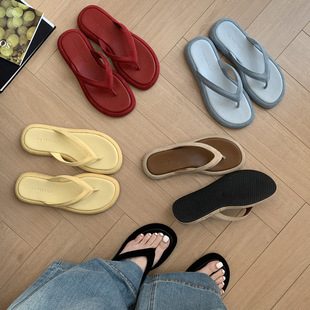 Thick Sole Outwear Flip Flops Flip Flops Women's Shoes Summer Beach Shoes Sandals Fashionable Ins Fashionable Sandals French Style