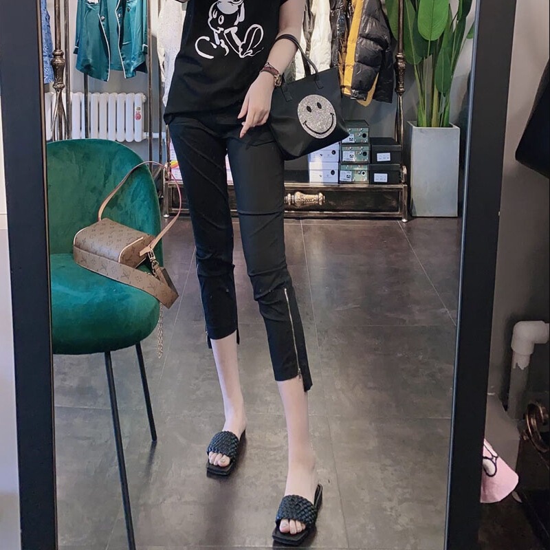 Elastic Waist Cropped Pants Summer High Waist Thin Stretch Cropped Pants Women's Slim-Fit Side Zipper Pants Woven Pencil Pants Elastic Waist Cropped Pants Summer High Waist Thin Stretch Cropped Pants Women's Slim-Fit Side Zipper Pants Woven Pencil Pants