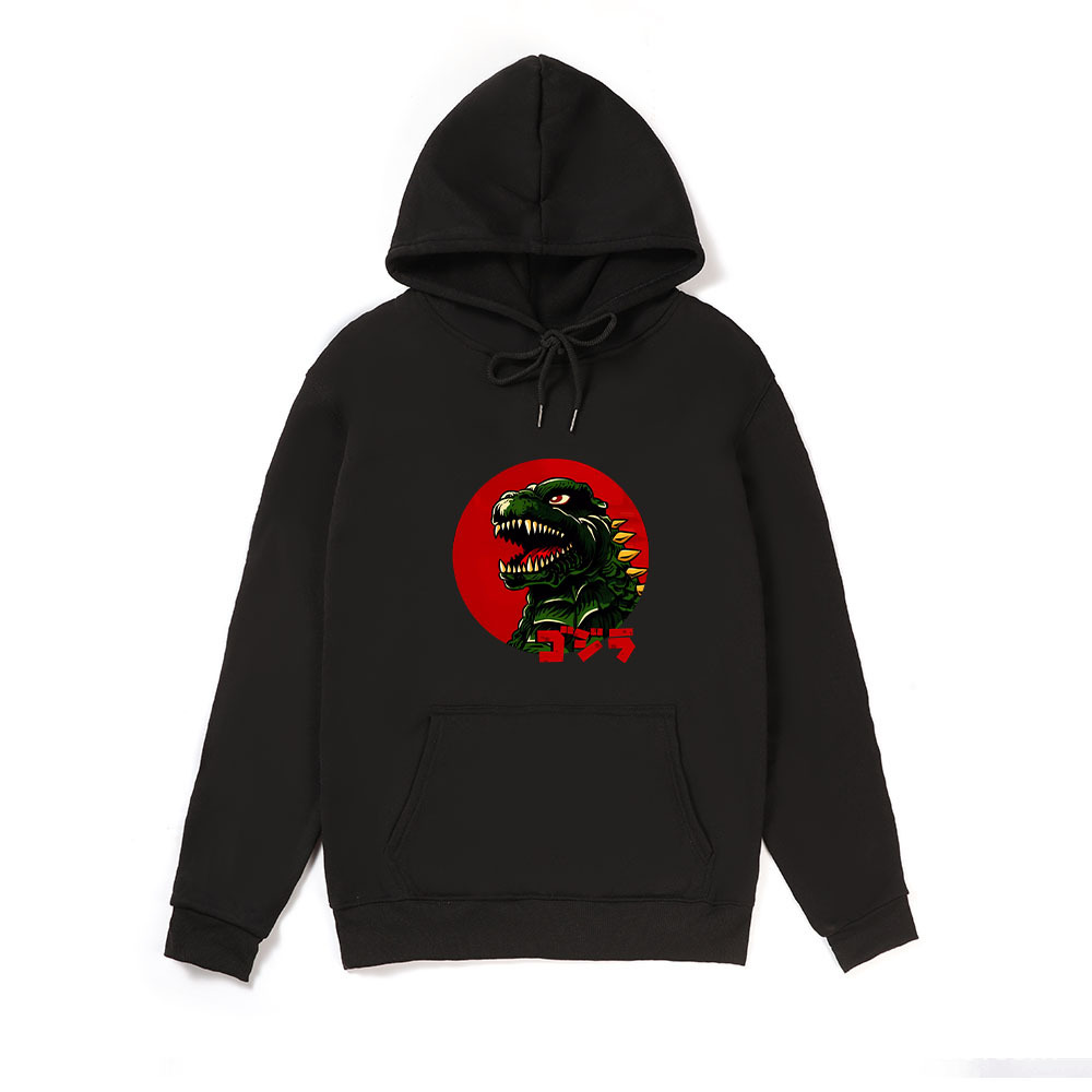 Men's Street Hip Hop Hooded Sweatshirt Japanese Style Monster Godzilla Print Funny New Hoodie Tops Male_voghion.com