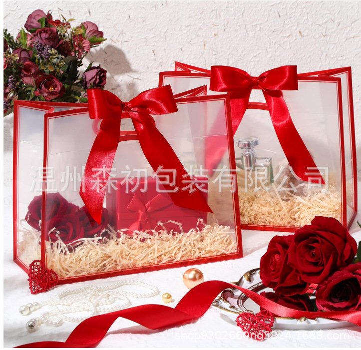 PP bolsa de regalo transparente dama de honor de boda bolsa de mano simple de Navidad regalo de cumpleaños bolsa de regalo de PVC image 37