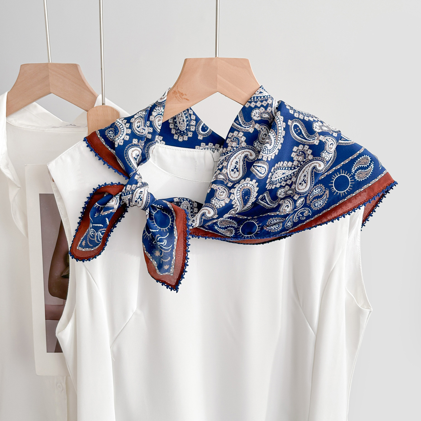 Spring Floral Silk Crepe Scarf For Women - Elegant & Fashionable For Spring/Autumn - Thumbnail 6