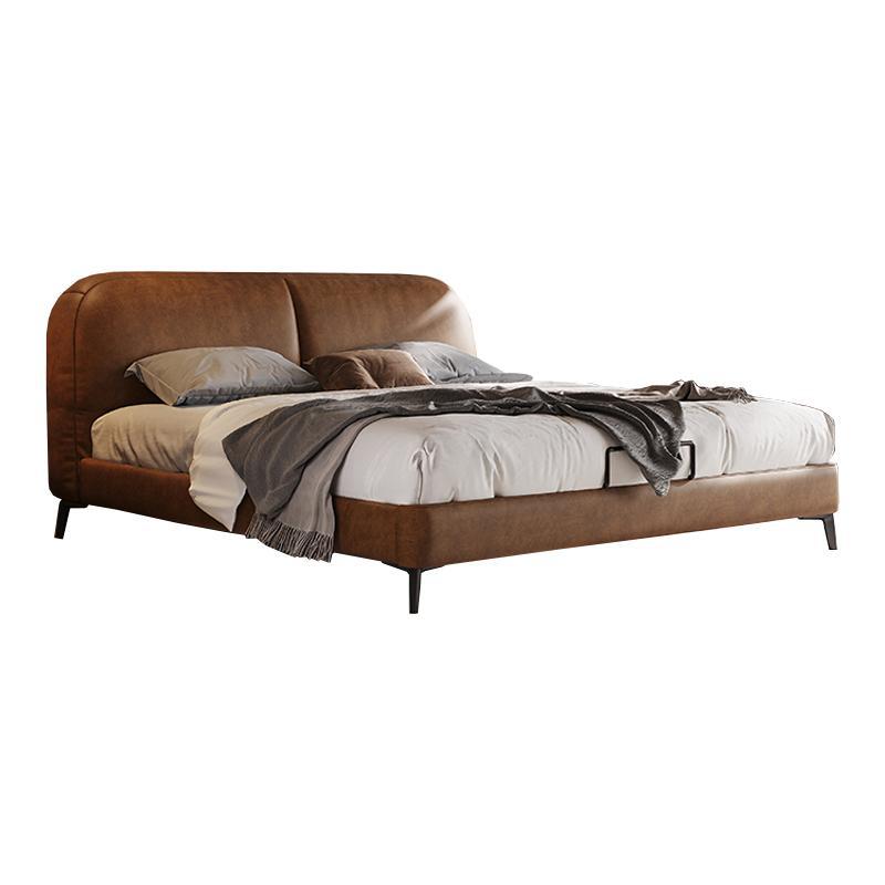 Francés retro cama de cuero genuino cera de aceite chino antiguo estilo cama doble dormitorio principal cama 1,8 m de gama alta atmosférica cama de cuero cama de la boda