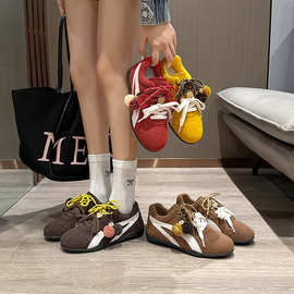 德训鞋女2025春秋真皮美拉德超软平底板鞋双系带透气休闲运动鞋