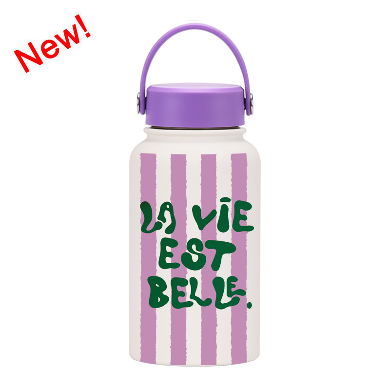 Nueva transfronteriza 650ml taza de vacío de boca ancha portátil de vacío niños estudiante deportes hervidor de agua de impresión al aire libre taza