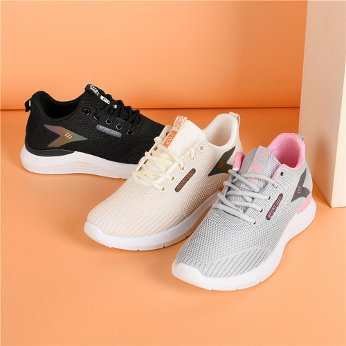  Summer New White Shoes Sports Shoes Women's Lightweight Soft Soled Women's Running Shoes Student Lace-up Casual Shoes