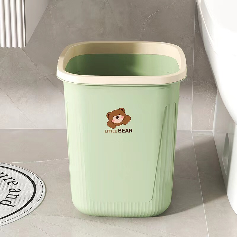 Light Luxury Bear-Shaped Square Trash Can for Home Use Without Lid, Paper Basket for Kitchen, Bedroom, Bathroom, Toilet
