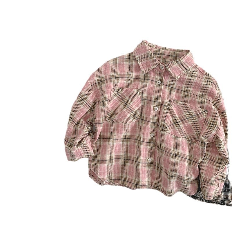 Camisas a cuadros para niños y niñas 2025 nuevos niños sueltos y casuales chaquetas de personalidad coreana tops ropa para niños de moda al por mayor