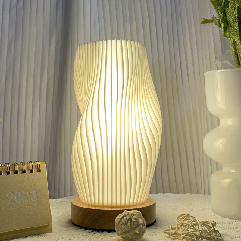 Lámpara de mesa de dormitorio de madera maciza moderna simple protección ocular decoración transfronteriza atmósfera creativa luz nocturna lámpara de noche lámpara de mesa