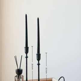 铁艺铸铁烛台美式家居客厅装饰摆件黑色餐桌单头蜡烛台
