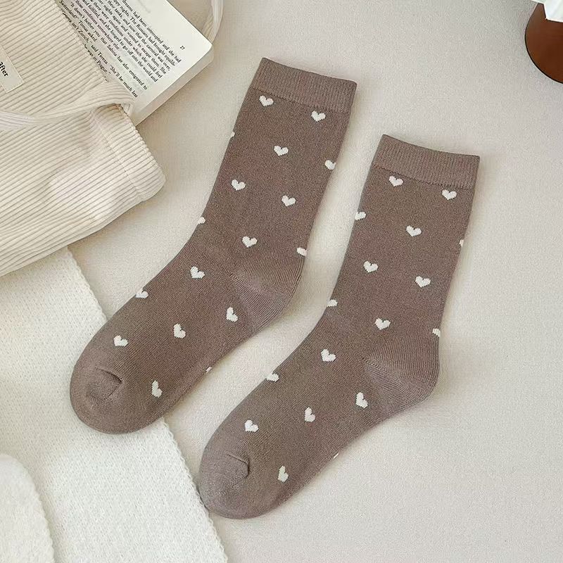 2025 nuevos calcetines de primavera y otoño retro punto de onda pequeño amor de color sólido calcetines simples versátiles calcetines de mujer image 9