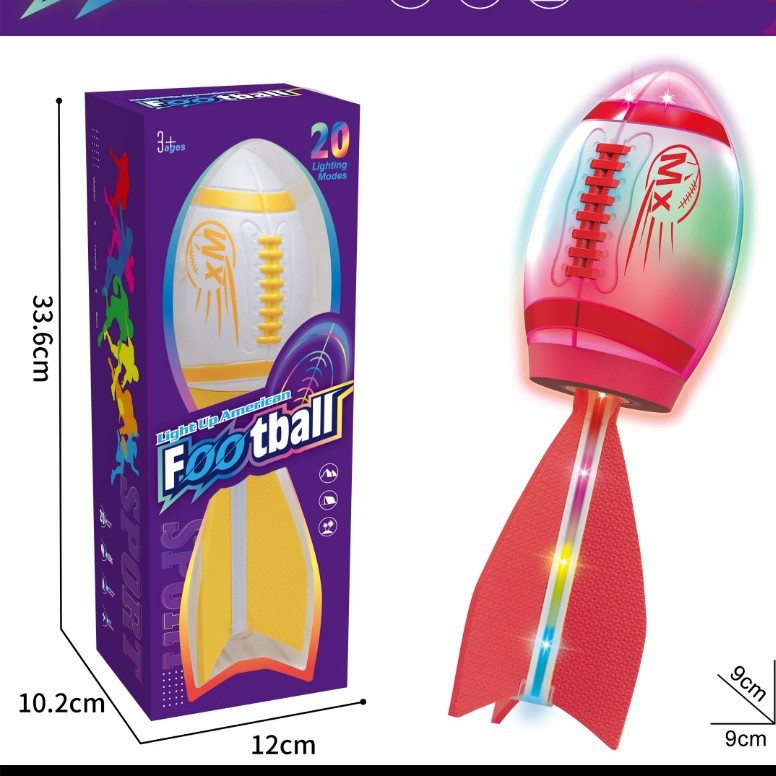 Cross-Border Light Flying Rugby Rechargeable Throwing Long-Distance Rocket Missile Rechargeable Children's Sports Toy