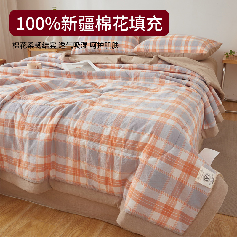 Edredón fresco de verano de algodón 100% Xinjiang Edredón de aire acondicionado Edredón de verano de algodón puro Lavable a máquina Edredón fino individual