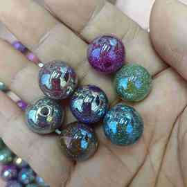 16mm光学镀UV彩镭射沙钻圆珠 DIY手工串珠散珠串笔手机链饰品配件