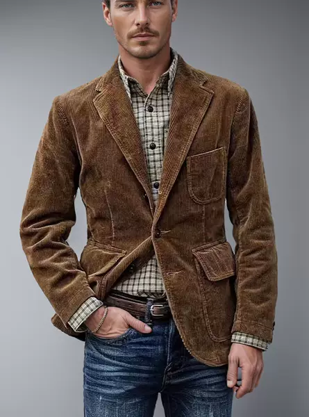 2024 Spring and Autumn Foreign Trade Cross-border European and American Foreign Trade Corduroy Single-breasted Suit Casual Men's Suit Jacket