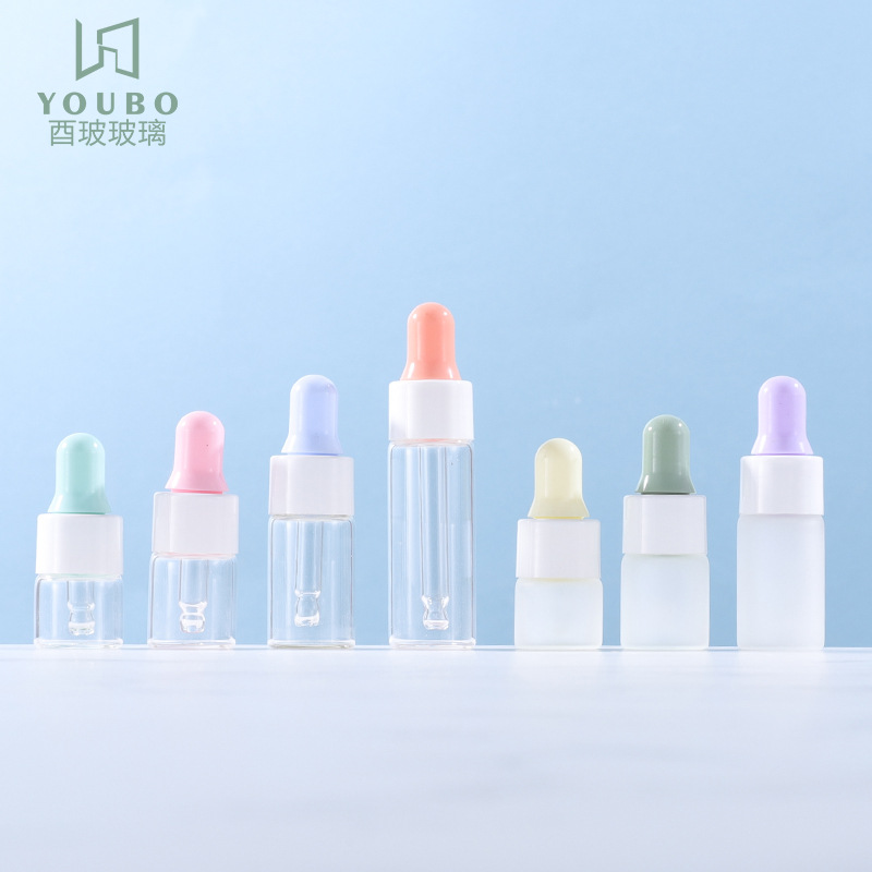 Small Dropper Bottle 1-5ml Transparent Dropper Bottle Colorful Rubber Head Essential Oil Bottle Sample Bottle