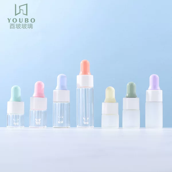 Small Dropper Bottle 1-5ml Transparent Dropper Bottle Colorful Rubber Head Essential Oil Bottle Sample Bottle