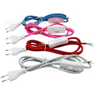 Manufacturer Supplies European Plug Colorful Braided Power Cord with 303 Switch Two-Core Plug Cord Pvc Rubber Electric