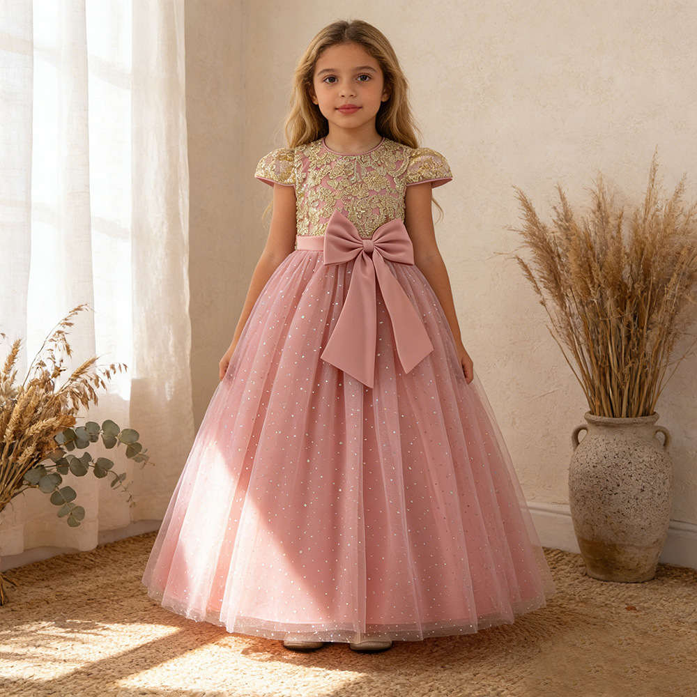 2026 new embroidered long skirt girls princess skirt mesh puffy…