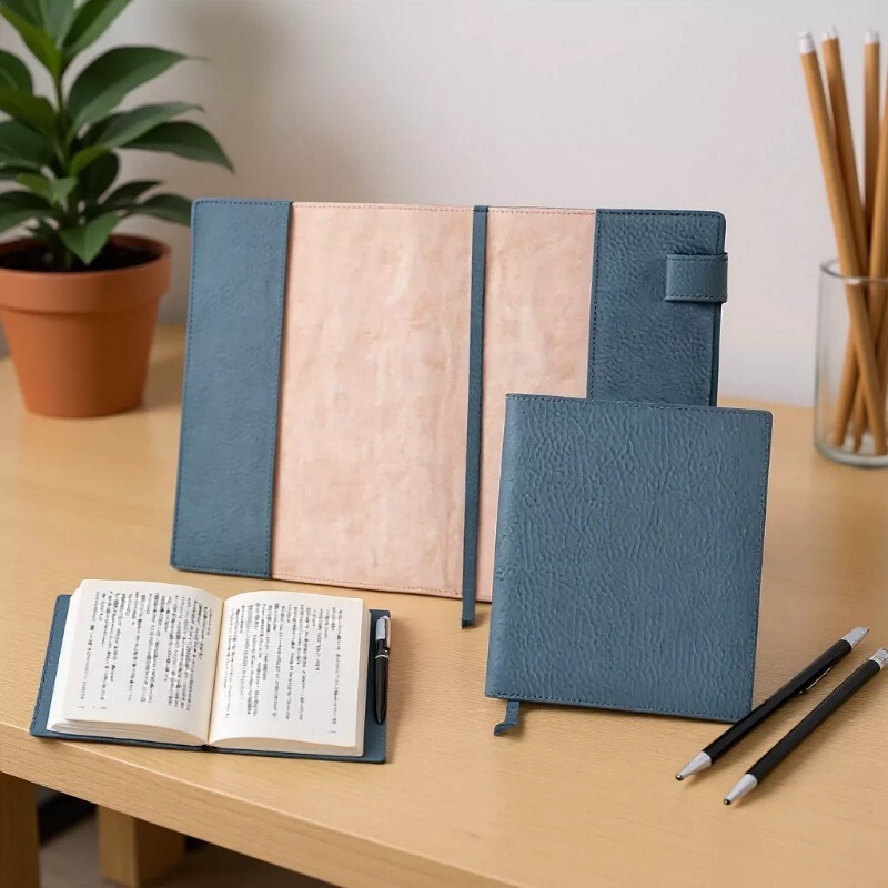 A5 Notebook Leather Cover with Pen Slot and Strap Soft Diary Notebook Study Book Protective Leather Case