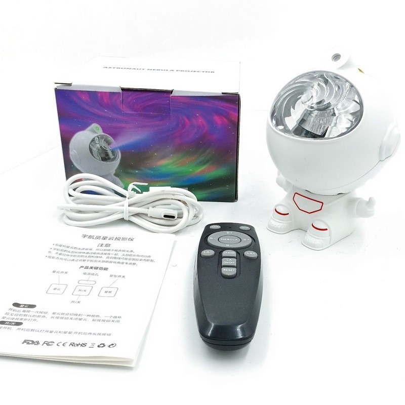 Transfronterizo astronauta lámpara de proyección controlada por voz Aurora cielo estrellado atmósfera Spaceman lámpara Bluetooth música proyector luz de la noche