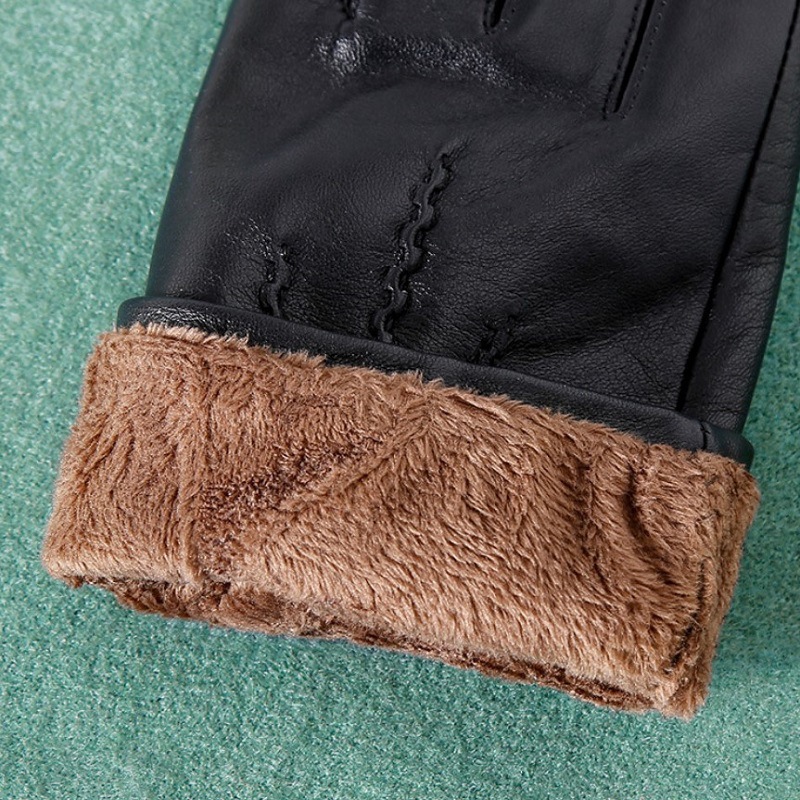 新款真皮手套女秋冬季修手韩版手套骑行开车羊皮短款加绒加厚手套