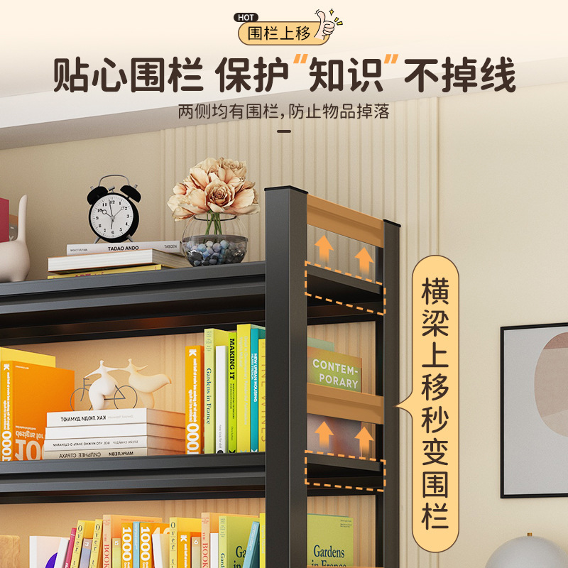 洞洞板钢制书架落地置物架家用儿童书籍收纳架客厅靠墙多层储物架|undefined
