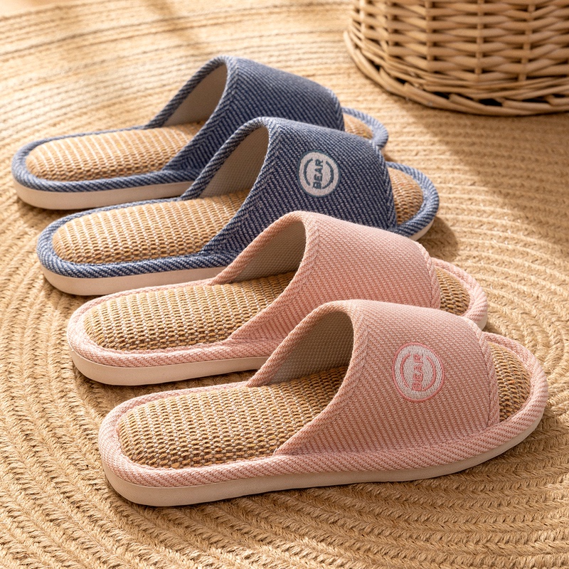 Linen slippers for women Summer indoor home Four Seasons home mute sweat-absorbent non-slip spring and autumn cotton and linen slippers for men