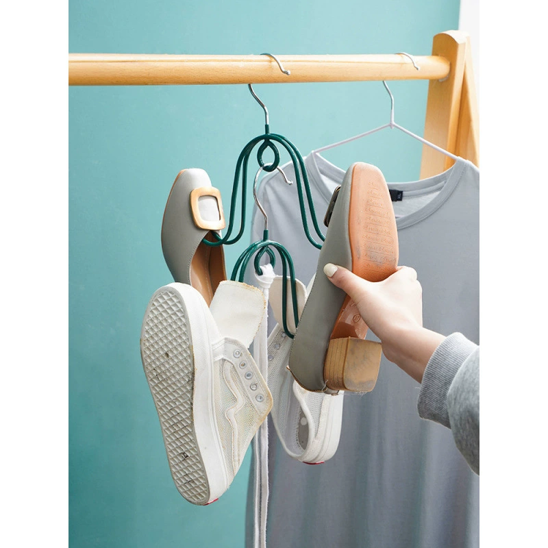 Sun-drying shoe rack for home, wall-mounted shoe rack, outdoor balcony drying rack with hooks, outdoor sandal rack gadget