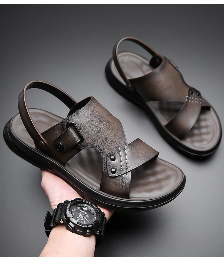 Dép sandal nam đế mềm quai ngang hở ngón, dép đi biển và lái xe đa năng, lót cao su massage — CS2311 màu nâu, CS2311 màu xám, CS2311 màu đen chi tiết 22