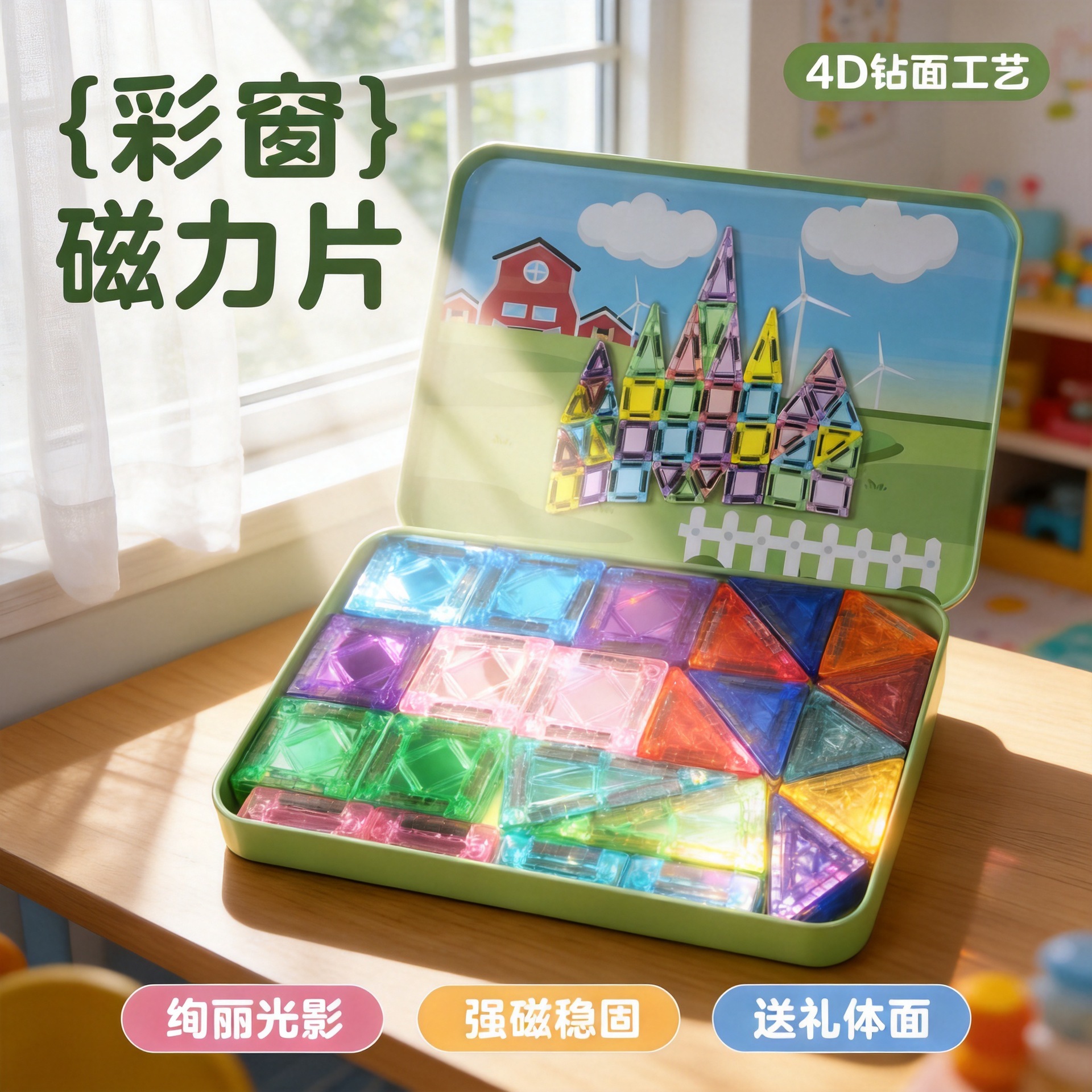 Mini caja de hierro ventana de color pieza magnética de viaje para niños puzzle puzzle puzzle puzzle juguetes de ensamblaje rompecabezas magnéticas para niños y niñas