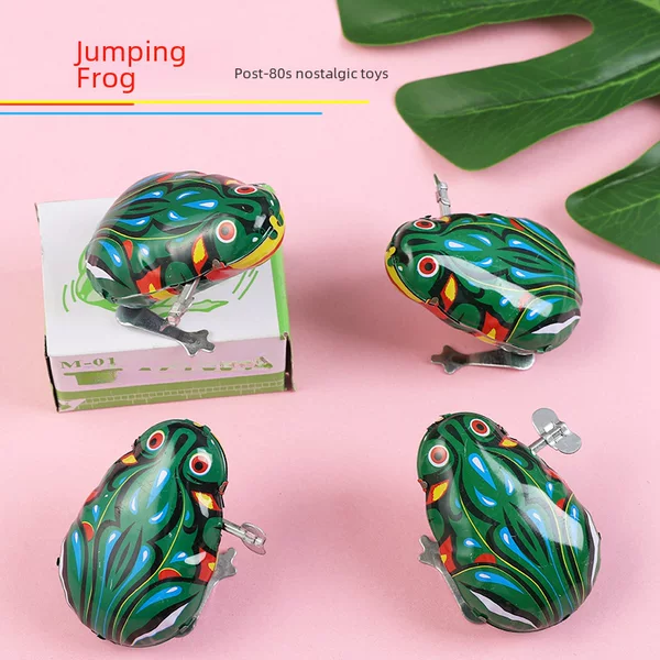 Tin Frog Nostalgic Wind-Up Toy Baby Wind-Up Tin Frog Classic Stall Toy