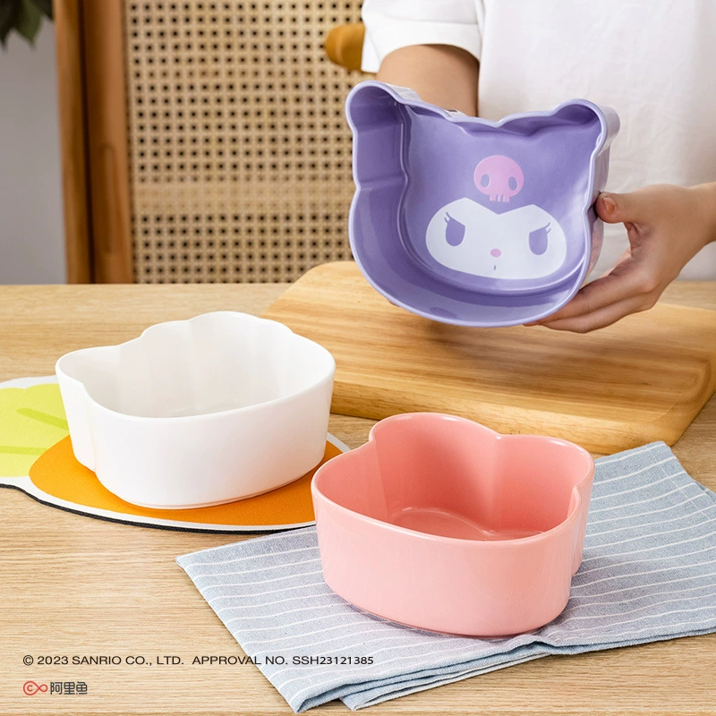 Салонная керамическая чашка Sanrio в форме миски для фруктов-салата, настоящая милая пищевая миска для детей, миска Kuoli для риса, оптом