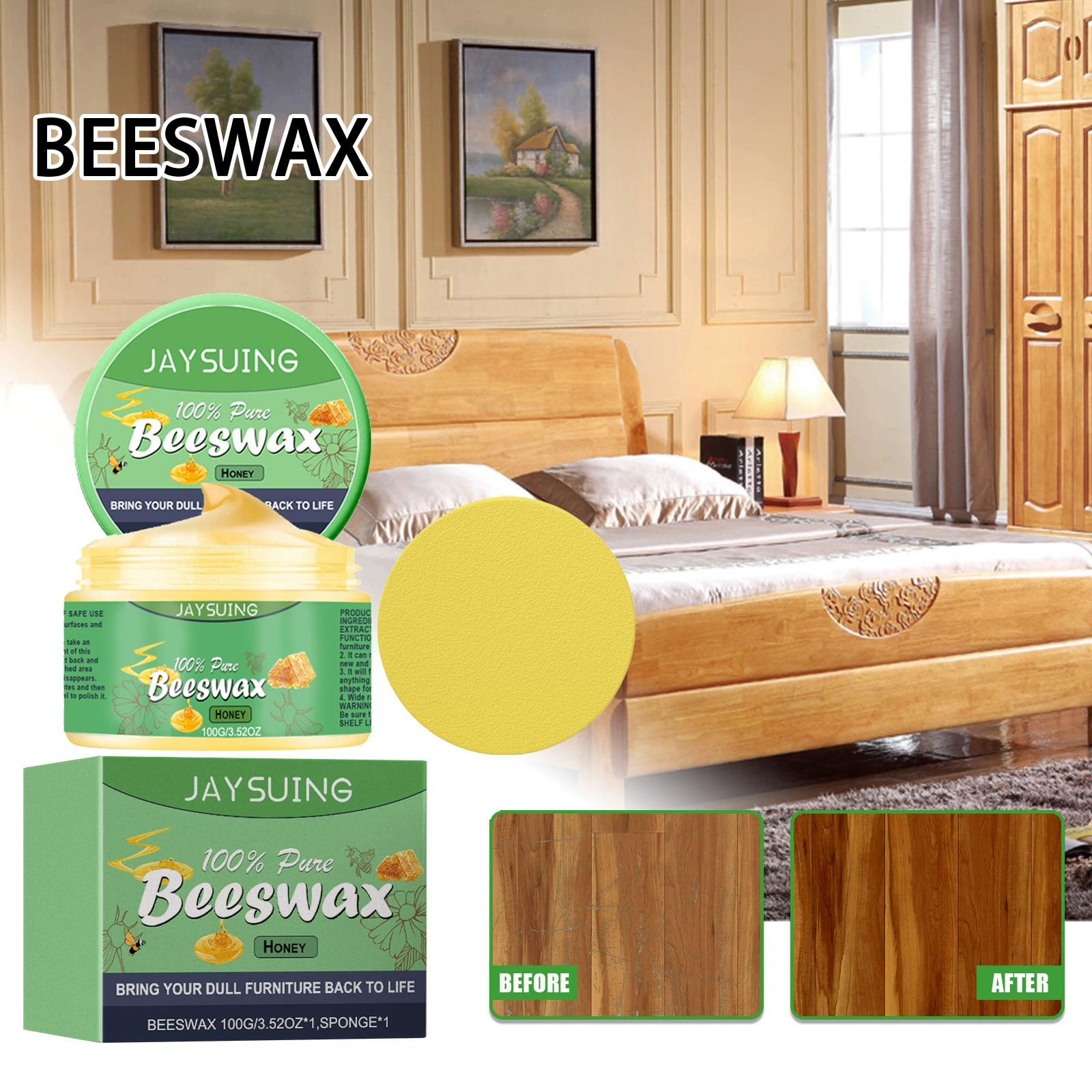 Воск для ремонта царапин на деревянном полу Jaysuing Wood Scratch Repair Beeswax, полировка и отбеливание