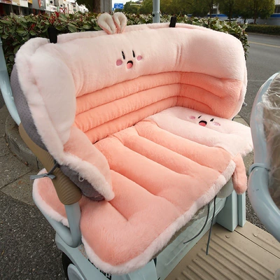 Integrated Plush Butt Pad Seat | Electric car cushion - pink-rabbit-rear-row-2-piece-set-seat-cushion-barrier-seat-cushion-8040cmback-cushion-13040cm