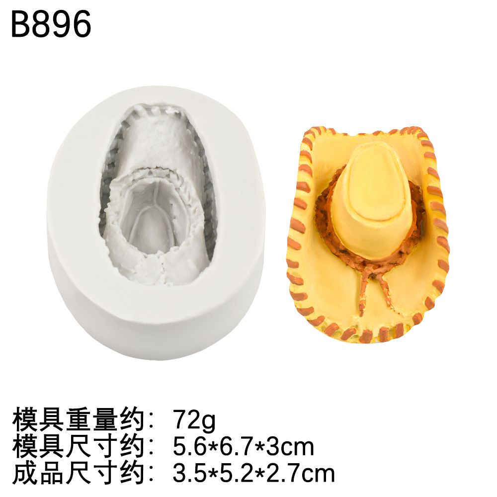 Sombrero tridimensional, sombrero de vaquero occidental, molde de silicona, yeso difusor de bricolaje, decoración de pastel de chocolate, molde de jabón hecho a mano