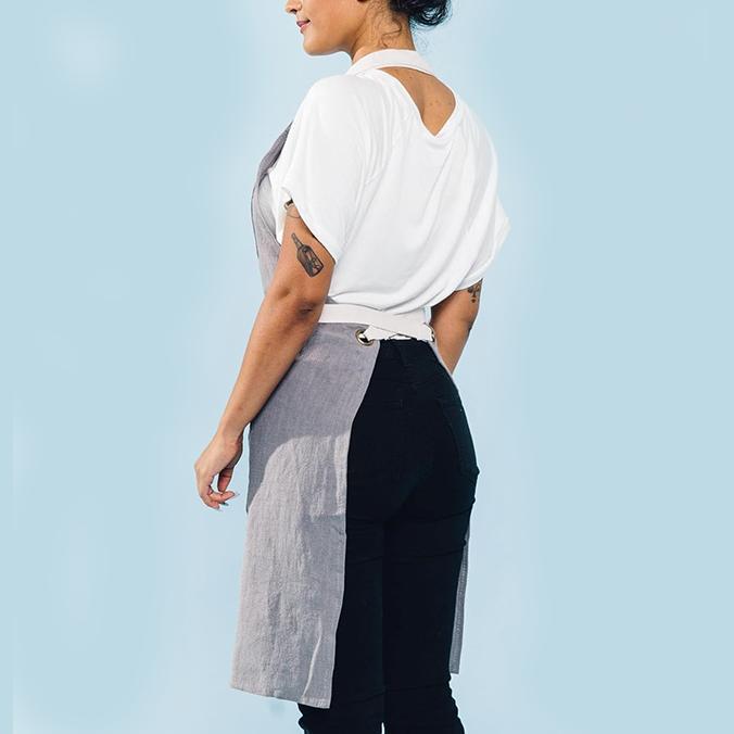 Amazon Algodón, lino, ramio, arte, abanico delantal, cocina casera coreana, comedor, té con leche, tienda, ropa de trabajo, delantal