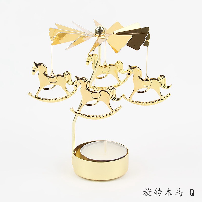 Revolving Carousel Golden Hot Rotating Candle Holder Ornament Metal Fortune Windmill Creative Souvenir Revolving Carousel Golden Hot Rotating Candle Holder Ornament Metal Fortune Windmill Creative Souvenir
