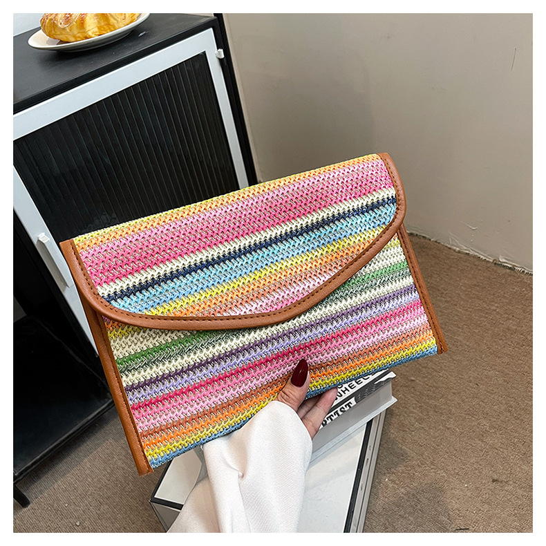 186g Weight Sewing Thread Fashion Element Flip Cover Closure Type / Strap Type Clutch Bag Bags Type Party, Street, Shopping Occasion Nylon Material Multicolor Pattern All Seasons Season Women's Gender Elegant, Streetwear Style Square Shape Medium Size Beige Pink Blue Nylon Multicolor Sewing Thread Square Clutches 11