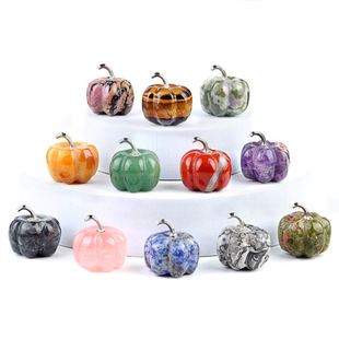 1445-30mm pumpkin natural crystal stone Halloween pumpkin Thanksgiving desktop decoration large quantity discount