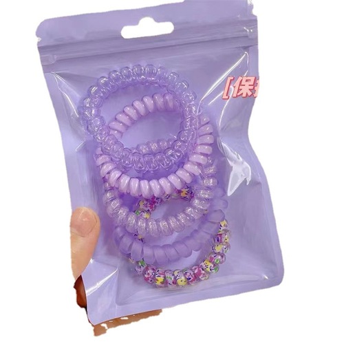 5 pieces ~ jelly color phone cord hair band summer new style seamless and hair-free headband gradient sweet and versatile headwear