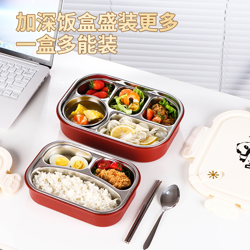 クロスボーダー三分格学生弁当箱304食品級ステンレスサラリーマン弁当箱加熱弁当箱付き|undefined