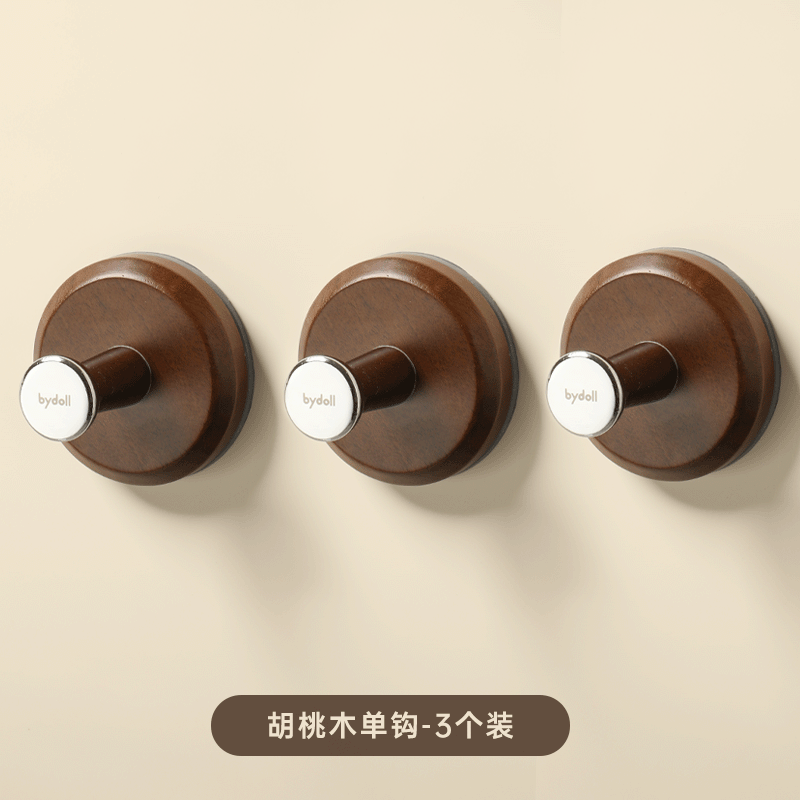 Gancho de ventosa de nogal Gancho de ropa para colgar detrás de la puerta sin perforación