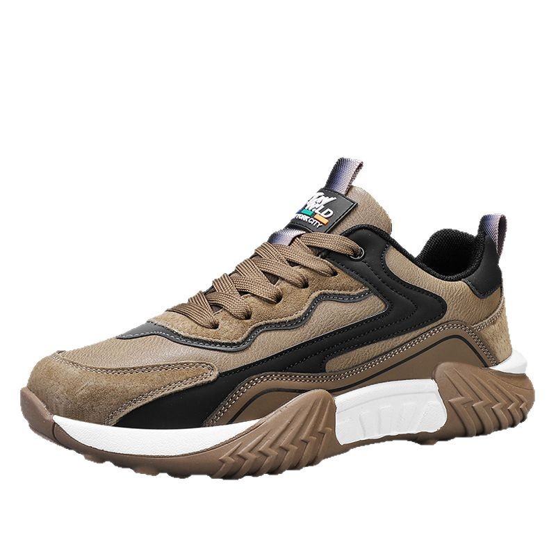 2025 primavera chatarra mano rápida transmisión en vivo Gump zapatos de cuero de suela gruesa impermeable zapatos deportivos para hombres casuales coreanos