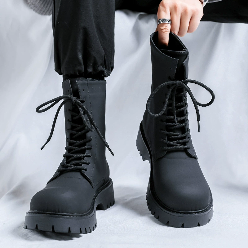 Тенденция локомотива дикие мужские сапоги Martin сапоги мужской английский стиль ретро высокая банда толстая подошва 66684-R