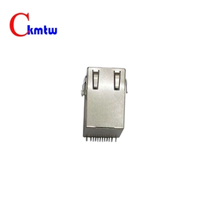 [百兆网口 RJ45-10P/8C TAB-UP 卧贴面 带屏蔽 带灯 带弹 带变压器]