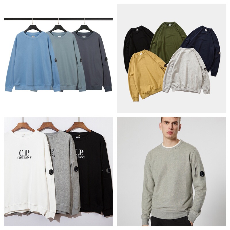Cross-Border Autumn and Winter Cp Lens Round-Neck Sweatshirt, Loose Solid Color Pullover Terry Long-Sleeve Top, Couple Style, Casual and Versatile