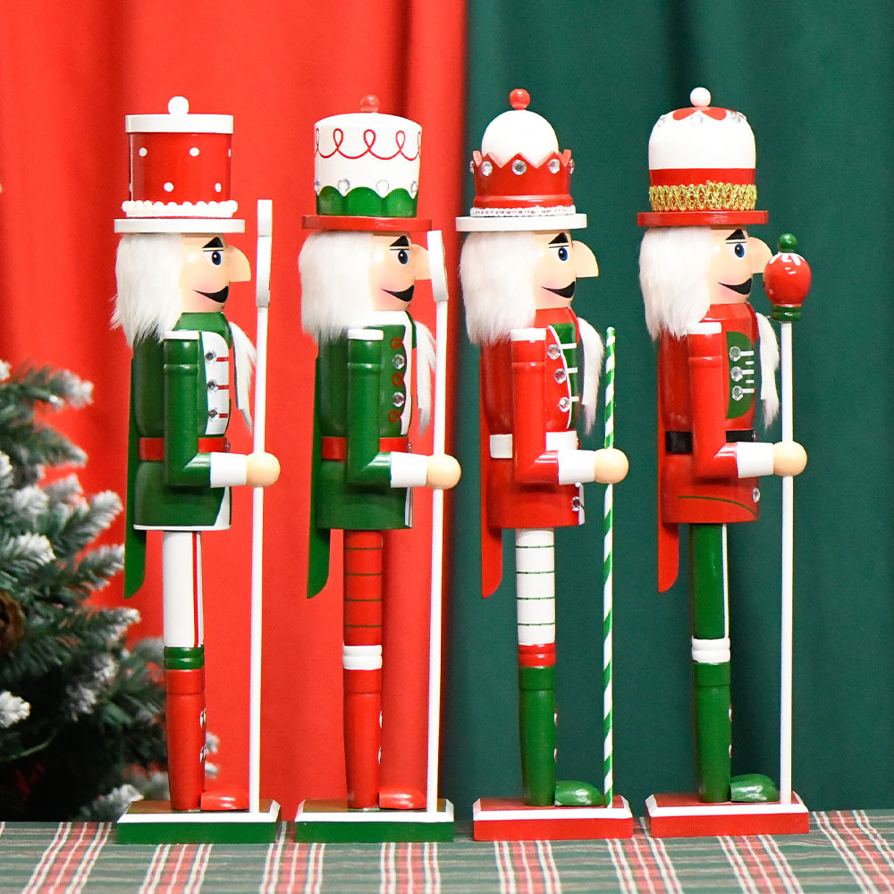 Nuevo 50CM cascanueces soldados rojo verde caramelo color pintado fábrica de decoraciones para el hogar cabello recto atmósfera del árbol de Navidad