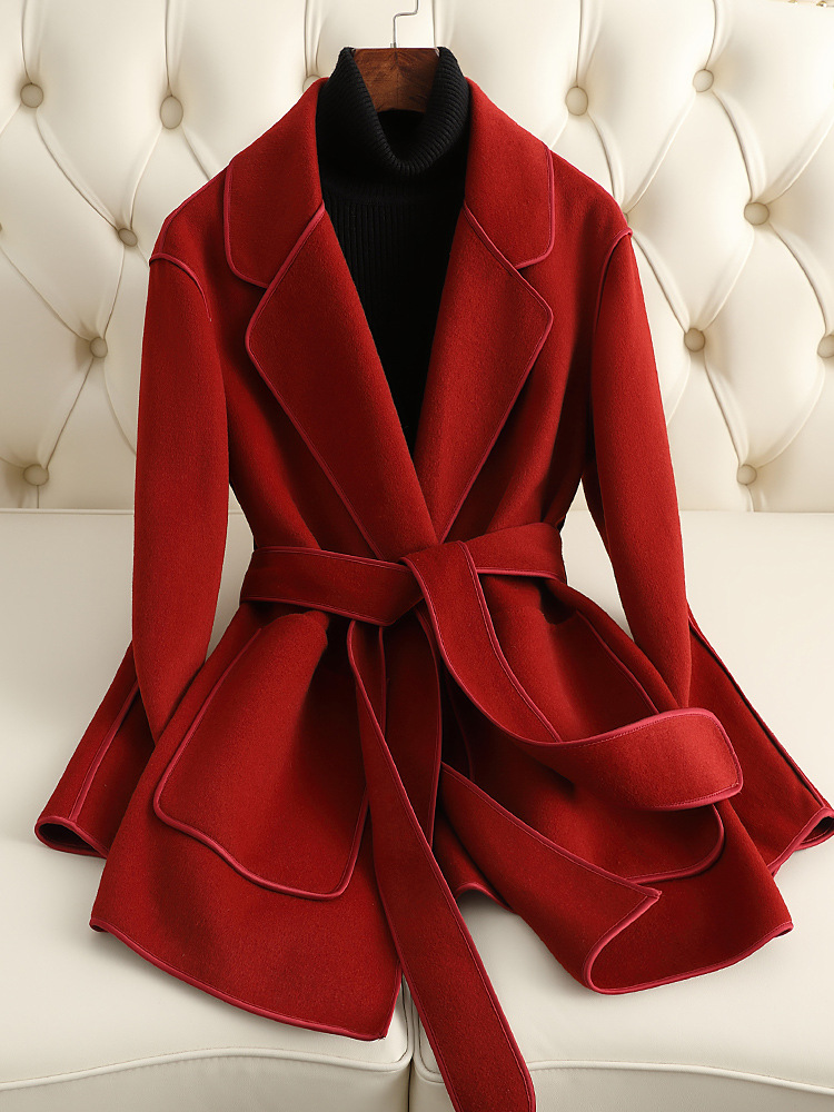 New Customer Benefits: Double-Sided Wool Cashmere Coat for Women, Short Style for Petite Figures, 2025 Autumn and Winter New Woolen Coat